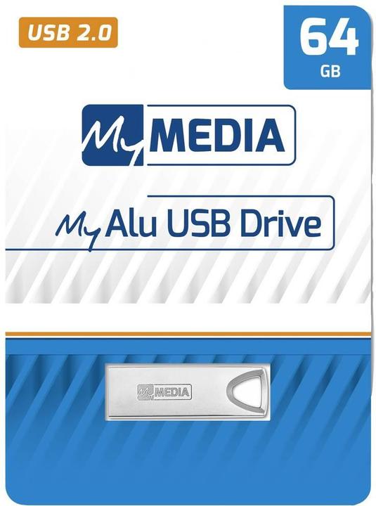 Image du produit MyMedia Clé USB 2.0 32 Go, My Alu, argentée (64 Go, USB-A)