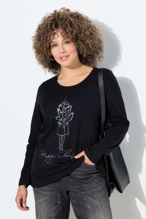 Produktbild Ulla Popken Shirt, Weihnachtsmotiv, Classic, Rundhals, Langarm (54)