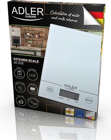 Actual product image Adler AD 3138 w Kitchen Scale Electronic Kitchen Scale White Worktop Square