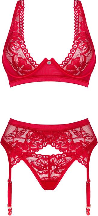 Produktbild Obsessive Lacelove Dreiteiliges Set Rot M/L (M, L)