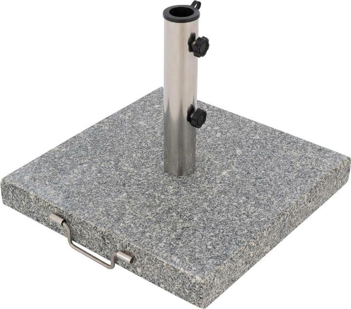 Produktbild VCM Sonnenschirmständer 30kg Granit poliert grau eckig Edelstahl 45 x45 cm Griff