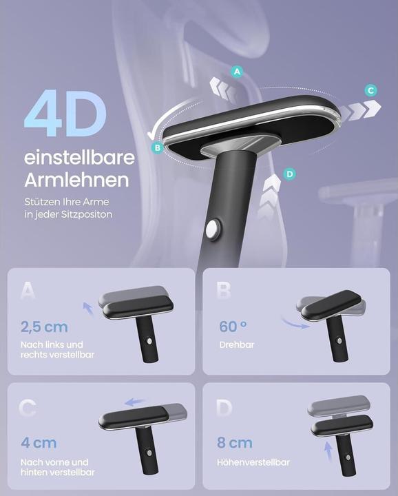 Image du produit Songmics Bürostuhl mit Armlehnen Schwarz