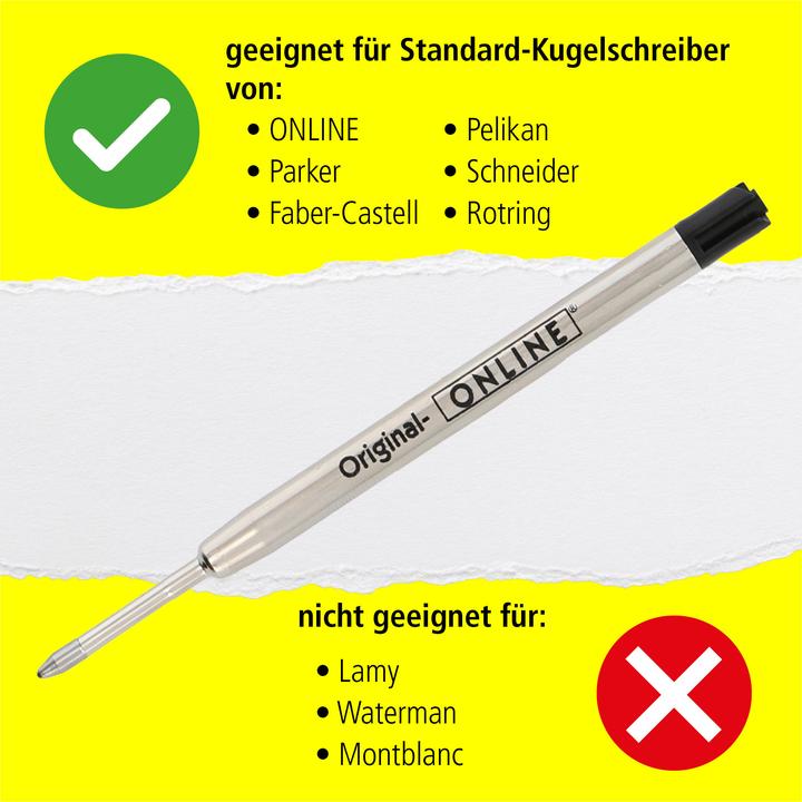 Produktbild Online Kugelschreiberminen M schwarz, 6 St. (Füllertinte, Schwarz, 0.60 mm)