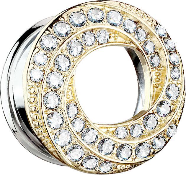 Produktbild Star Piercing Flared Tunnel Kristallwirbel vergoldet (ohne Messing, Titan)