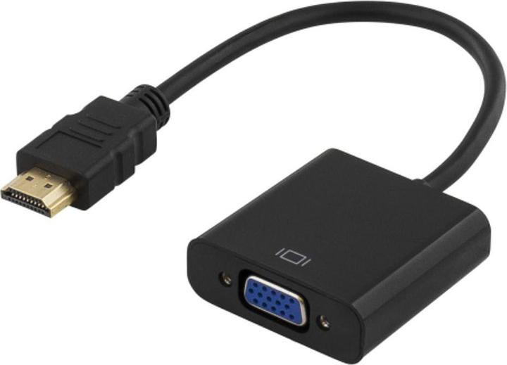 Actual product image Deltaco HDMI-VGA7 Video Cable Adapter 0.2 m VGA (D-Sub) + Micro USB Type-B Black (HDMI, Micro USB, 20 cm)