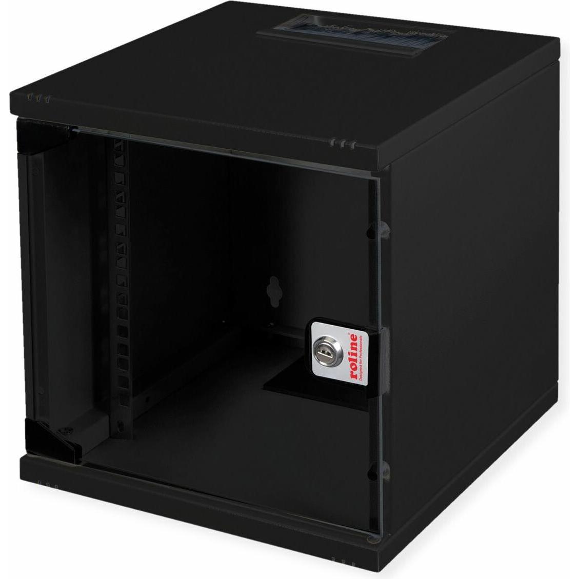 Roline 10-Zoll Wandgehäuse 6 HE (6 HE, 10 Zoll Rack), Serverschrank, Schwarz