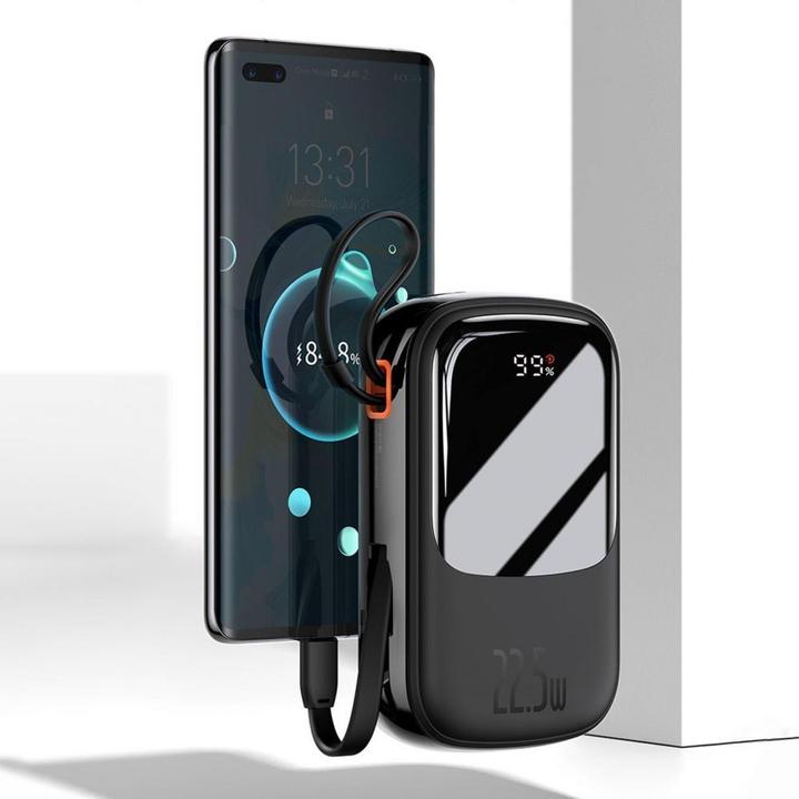 Image du produit Baseus Banque d'alimentation Qpow PRO avec câble, 10000mAh, 22.5W (Noir) (10000 mAh, 22.50 W, 37 Wh)
