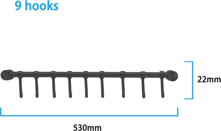 Image du produit Intirilife Barre de suspension en acier inoxydable avec 9 crochets