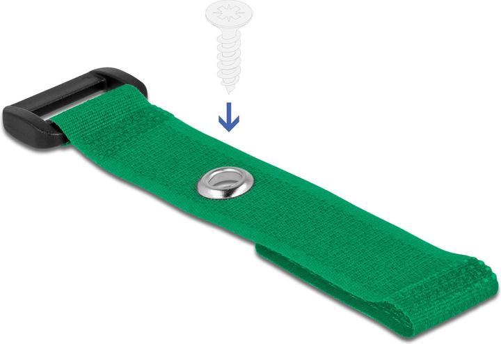 Actual product image Delock Velcro cable tie with loop and fixing eye L 150 x W 20 mm green 5 pieces (Velcro cable ties, 150 mm, 5 pcs.)