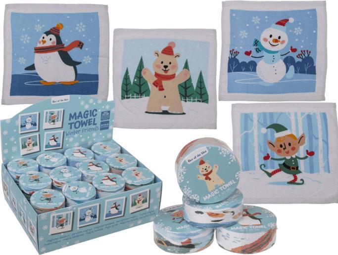 Produktbild Magni Magisches Baumwoll-Handtuch Winter Friends 30x30cm 4fach sortiert (30 x 30 cm)