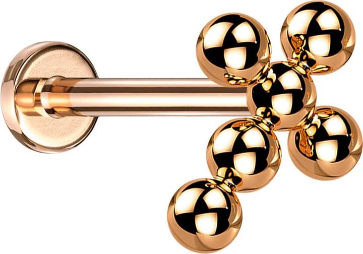 Image du produit Star Piercing Micro Labret femelle or rose boules croix (sans laiton, Titane)