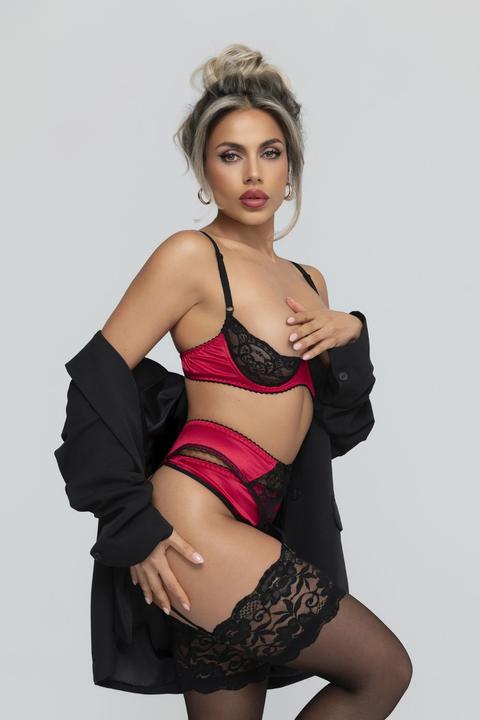 Produktbild Christine Le Duc Christine 3teiliges Set Offener BH & Schrittfreier Slip Gush (M)