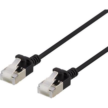 Deltaco U/FTP Cat6a patch cable slim 3.8mm in diameter 1m black (U/FTP, CAT6a, 1 m), Netzwerkkabel