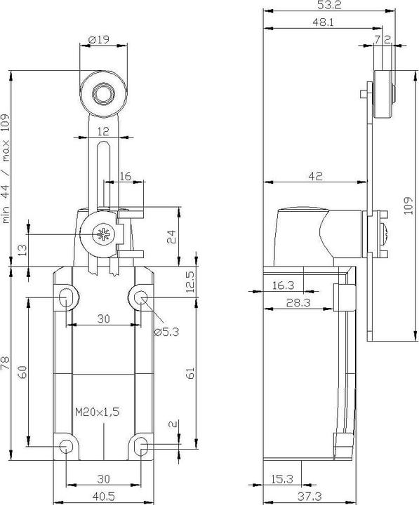 Produktbild Siemens Positionsschalter 40mm Metallhebel vers.