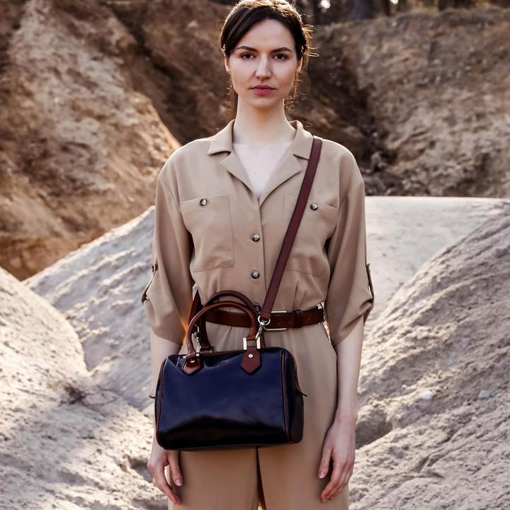 Image du produit Time Resistance Sac à main élégant en cuir véritable, fabrication artisanale italienne