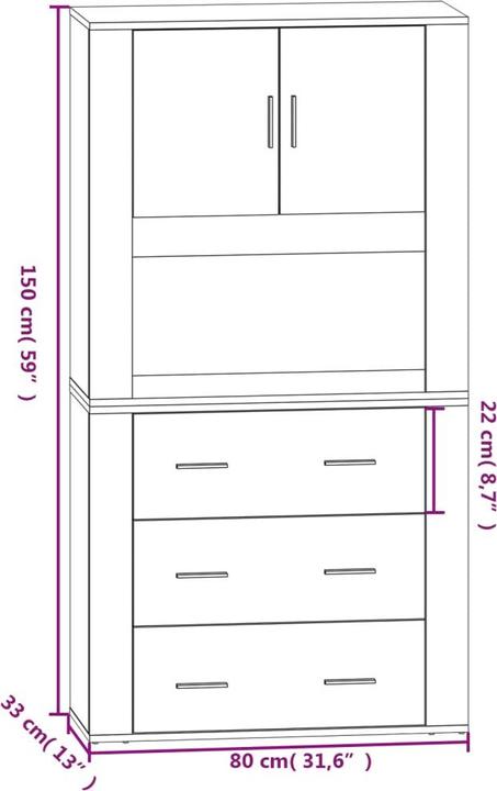Image du produit vidaXL Highboard (80 x 33 x 70 cm)