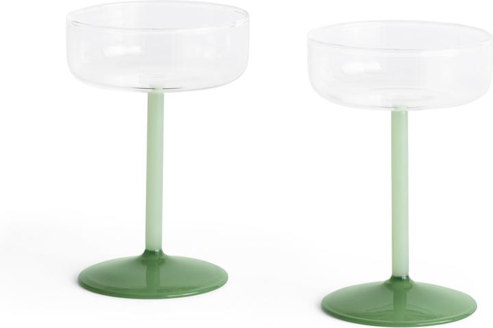 HAY - Tint Champagnerglas H12.5 cm - 2er-Set (Transparent & Grün) (2 x)