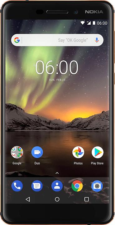 Produktbild Nokia 6.1 (2018) (32 GB, Black Copper, 5.50", Hybrid Dual SIM, 4G)
