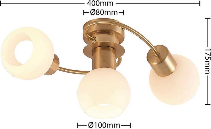 Actual product image Lindby LED ceiling light Ciala, 3fl, brass (1410 lm, E14)