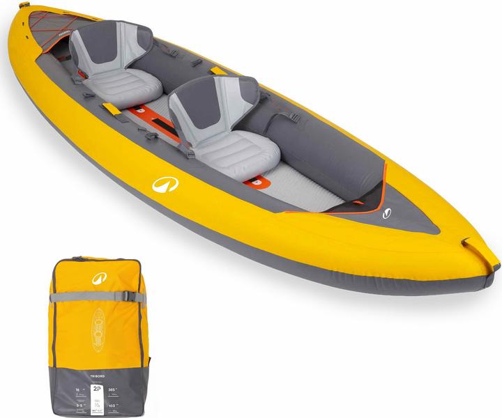 Tribord Kajak aufblasbar 2-Sitzer - 100+ gelb (2 Pers.)