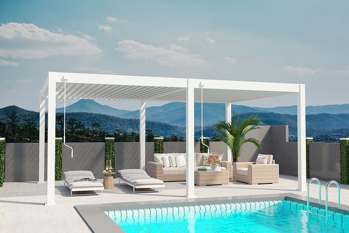 Produktbild Weide Pergola Deluxe Plus 4x6m mit Lamellendach Weiss (400 cm, 600 cm)