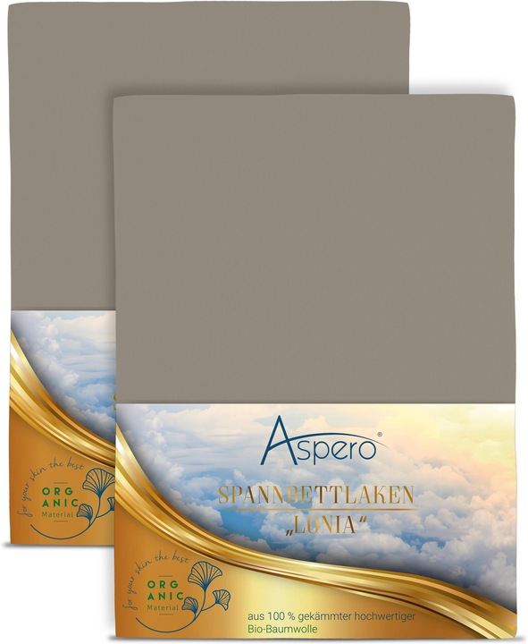 Produktbild Aspero 2 x Spannbettlaken aus Bio-Baumwolle (90-100 x 200 x 35 cm)