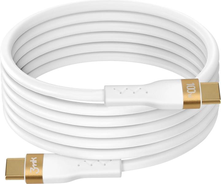Actual product image 3MK HyperSilicone Cable USB-C/USB-C cable 2m 100W Biały/White (2 m, USB 3.0, 100 W)