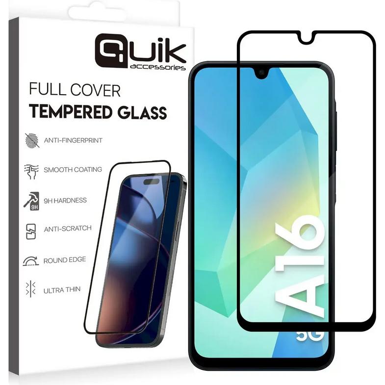 Quik Shade Quik Accessories Full Cover Tempered Glass Aizsargstikls Priekš Samsung Galaxy A16 (Samsung Galaxy A16), Pellicola protettiva smartphone