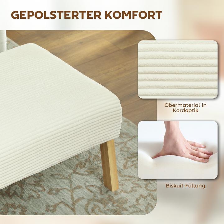 Actual product image Homcom Sitzhocker Polyester, Gummiholz Cremeweiss