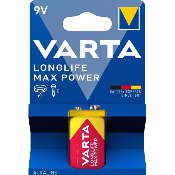 Varta Longlife Max Power 9V battery (1 pz., AAAA), Batterie + pile