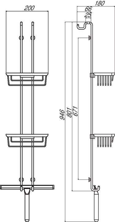 Produktbild Emco Türetagere SYSTEM 2 2 tiefe Körbe, Duschwischer chrom (20 x 18 x 94.60 cm)