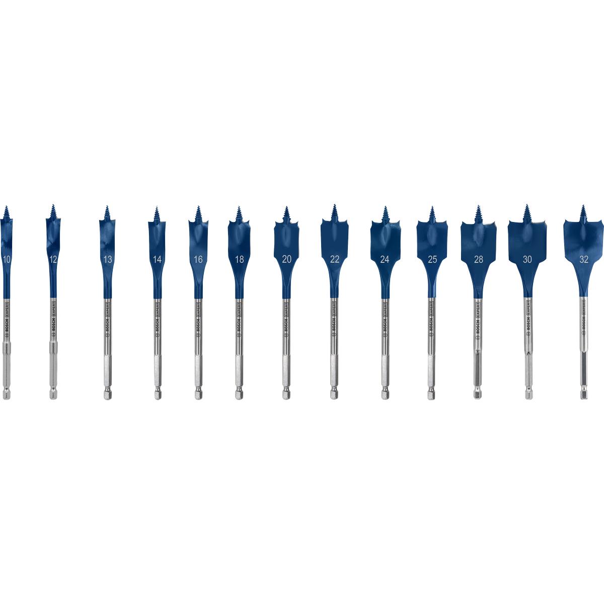 Bosch Professional Zubehör, Punta da trapano, EXPERT Self Cut Speed HEX Flachfräsbohrer-Set, 10/12/13/14/16/18/20/22/24/25/28/30/32 mm, 13-tlg. (10 mi