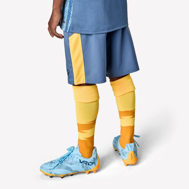 Produktbild Kipsta Kinder Fussball Shorts - VIRALTO Kids grau mit orangem Streifen