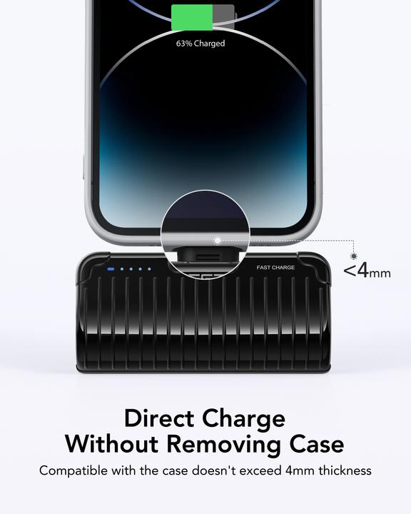 Actual product image Veger PLUGON-L PRO VG-W0558P 5000mAh Powerbank Lightning Bulit-in with KickStand (5000 mAh, 20 W, 18.50 Wh)