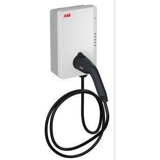ABB, Elektroauto Ladestation, Terra ladestander type 2 udtag 5m kabel, vaegmonteret IP54, 11kW, 16A/380-415VAC, RFID, Bl...