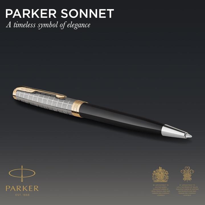 Immagine prodotto Parker Biros Sonnet Prem. Metallo e G.C. sw M (Argento, Nero, Oro, 1x)