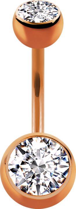 Immagine prodotto Star Piercing Micro Banana oro rosa con due sfere di cristallo argento (senza ottone, Acciaio chirurgico 316L)