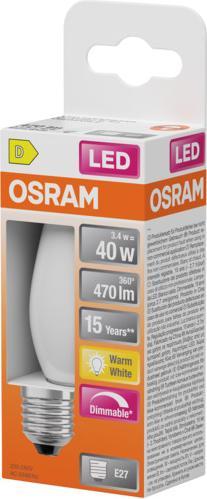 Actual product image Osram LED Superstar Classic B 40 Filament DIM 3.4W 827 Frosted E27 (E27, 470 lm, 1x)