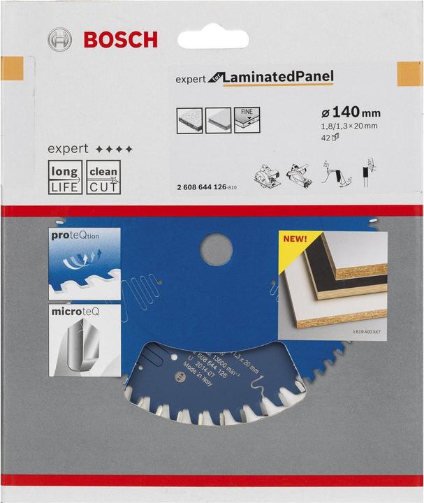 Produktbild Bosch Professional Zubehör Kreissägeblatt Expert for Laminated Panel, 140 x 20 x 1,8 mm, 42