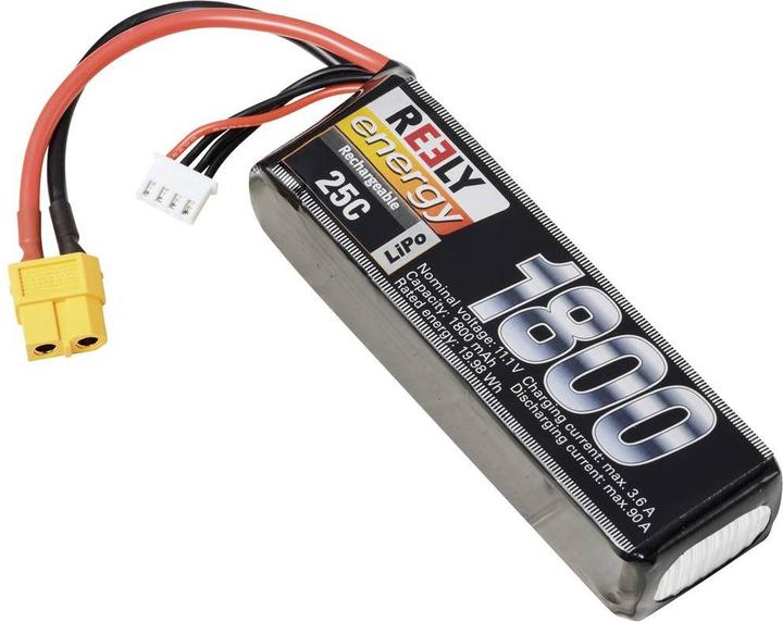 Produktbild Reely Modellbau-Akkupack (LiPo) 11.1 V 1800 mAh Zellen-Zahl: 3 25 C Softcase XT6 (11.10 V, 1800 mAh)