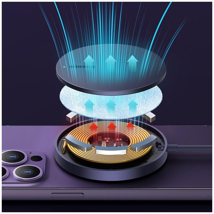 Image du produit Baseus Simple Mini3 Chargeur magnétique sans fil 15W Bleu Galaxie (15 W)