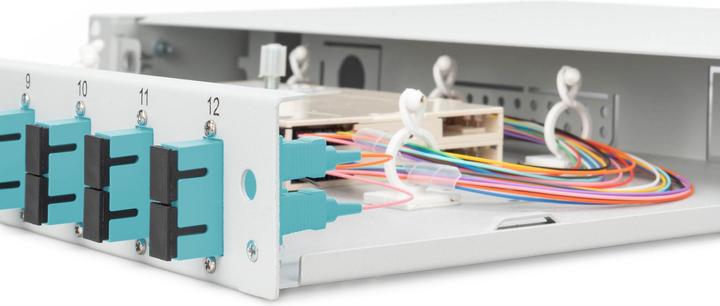 Produktbild Digitus Ausziehbare Glasfaser - Spleissbox 1U Equipped 12xSC duplex inkl. M 25 Schraube Spleisskassette F...