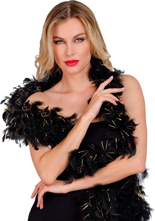 Produktbild Widmann FEDERBOA SCHWARZ MIT GOLDENEM LAMETTA - 1,80 m - 50 g