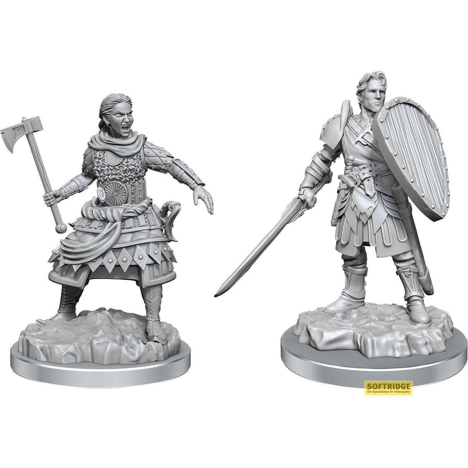 Wizkids D&D Nolzur's Marvelous Miniatures confezione da 2 miniature da colorare Combattenti Umani