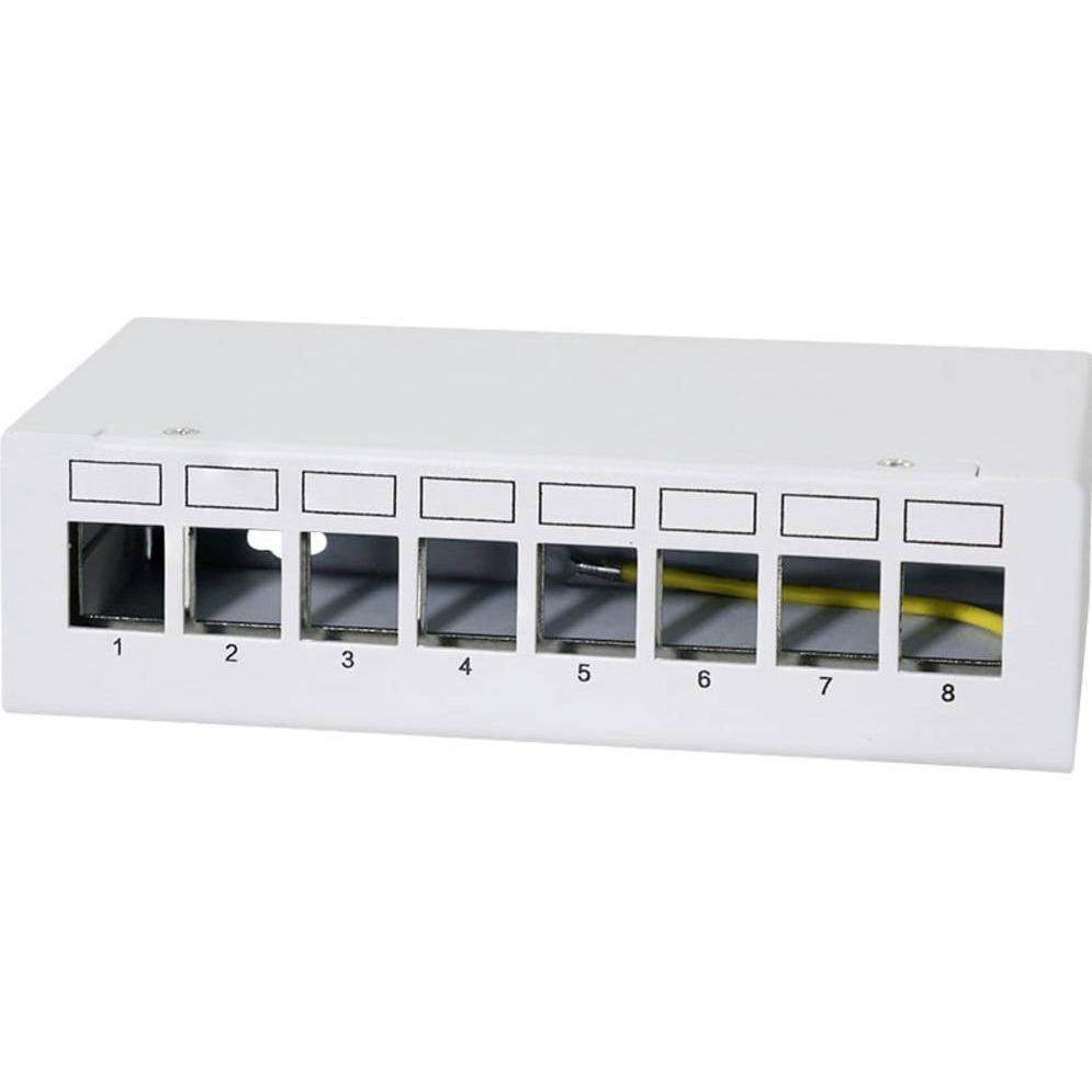 LogiLink Patch Panel 8 Port mit 8 Cat.6A Keystone Modulen, Accessori per server, Bianco