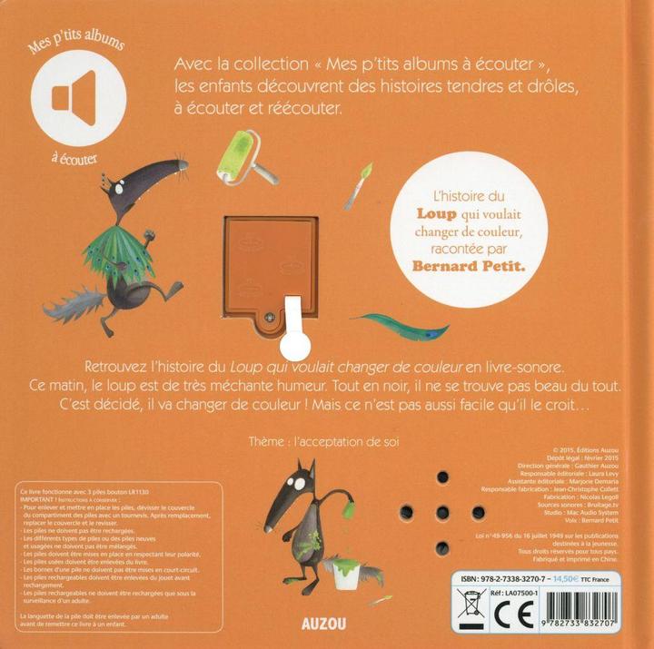 Produktbild Auzou France Le loup qui voulait changer de couleur (Französisch, Thuillier Eléonore, Lallemand Orianne, 2015)