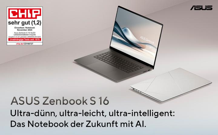 Produktbild ASUS Zenbook S 16 (16", 1000 GB, 32 GB, DE, AMD Ryzen AI 9 HX 370)