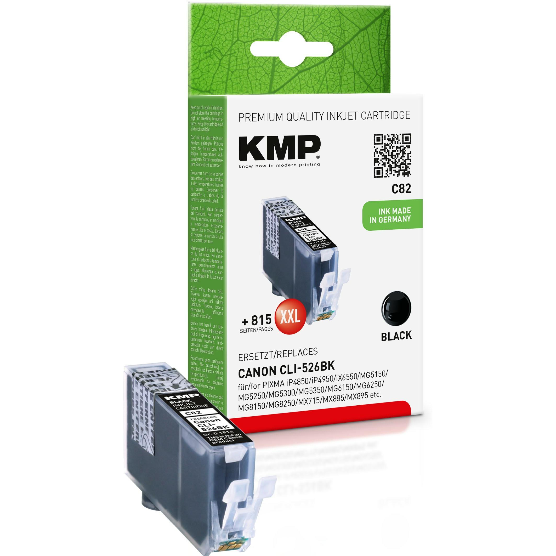 KMP, Druckerpatrone, C82 Tintenpatrone kompatibel mit Canon CLI-526 BK (BK)