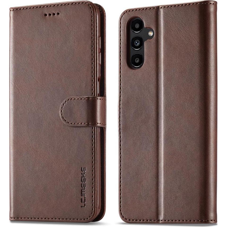 LC.Imeeke Galaxy A15 - Leder Etui Hülle dunkelbraun (Samsung Galaxy A15), Smartphone Hülle, Braun