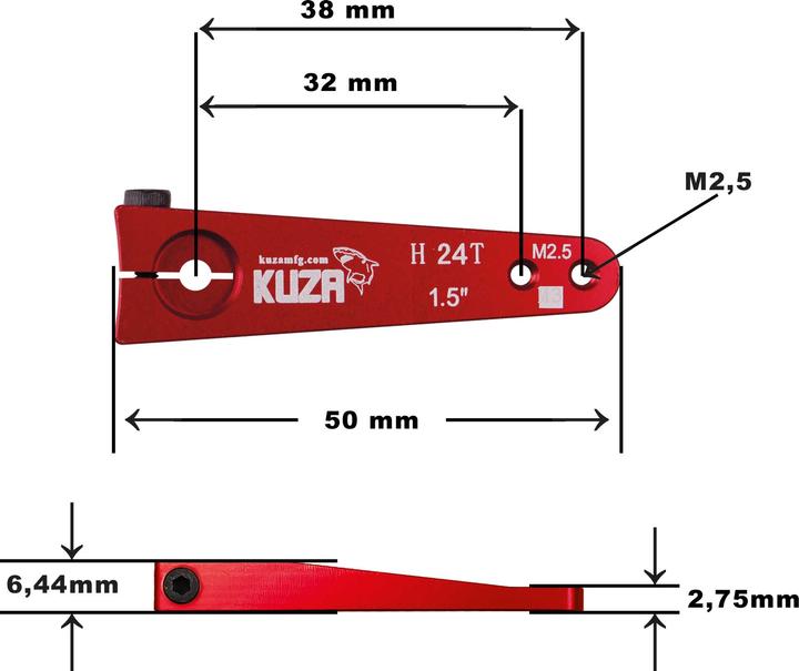Immagine prodotto Kuza leva del servo a 1 braccio hitec 24t 38/32mm 1,5" m2,5 alluminio heavy duty v2